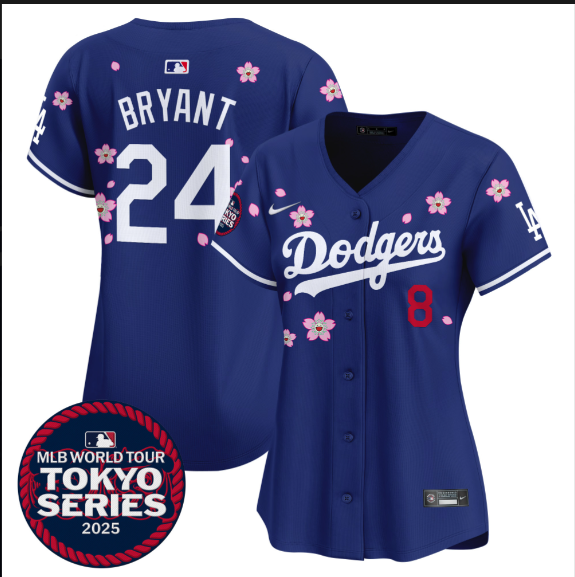 Women Los Angeles Dodgers #24 Bryant Tokyo Series 2025 blue Limited Stitched Jersey